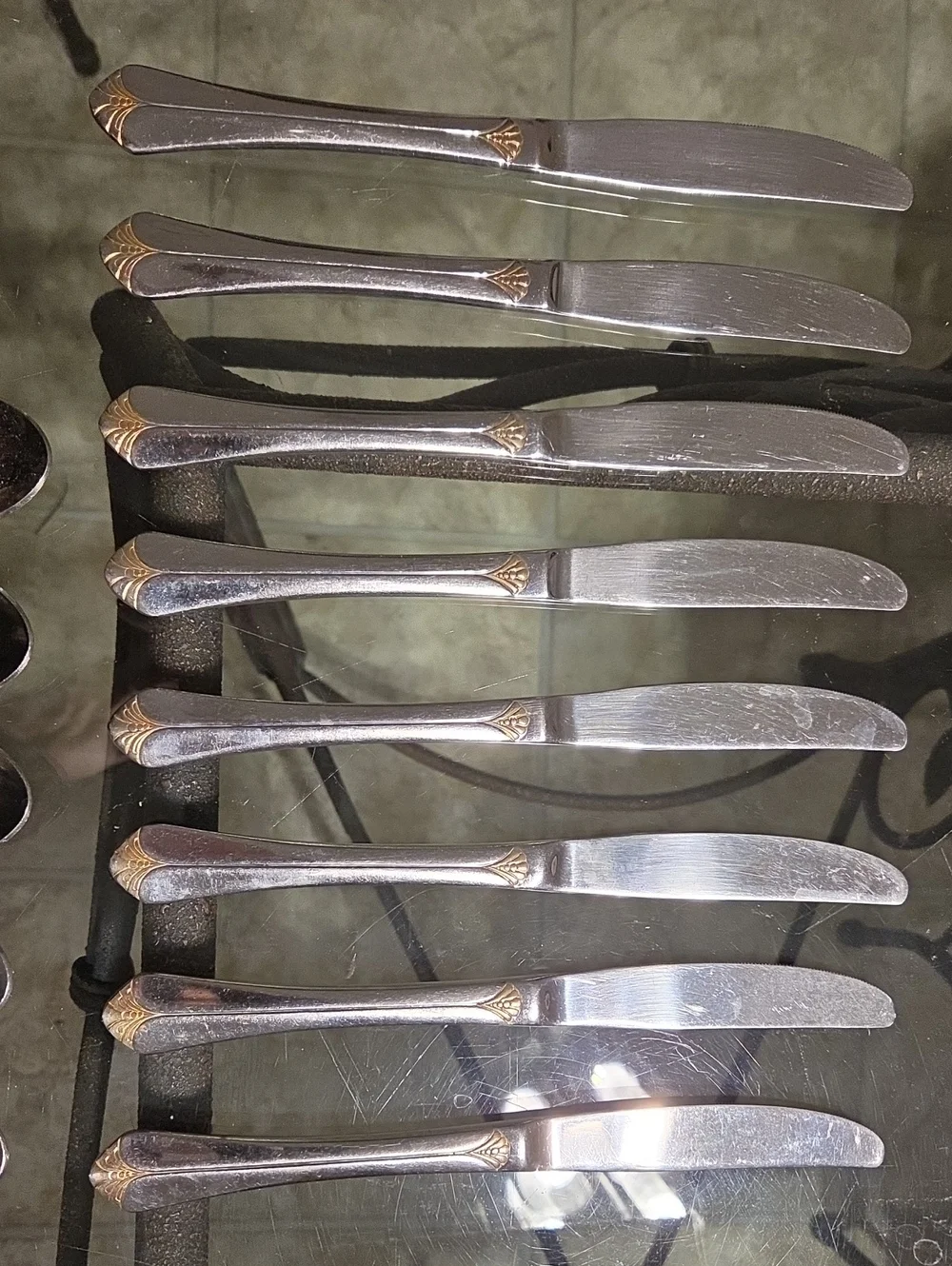 Vintage Towle Santa Barbara Gold Accent 18/8 Stainless Flatware 27 Pieces Silver